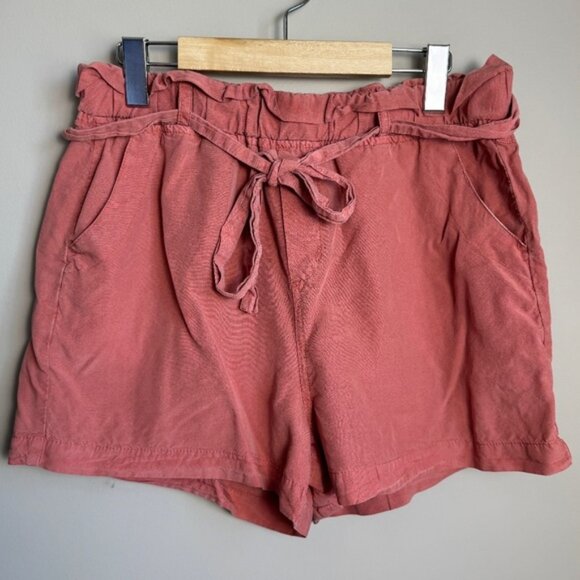 Thread + Supply Pull On Elastic Waist Paperbag Beach Shorts Brick Dust Size L - Picture 1 of 10